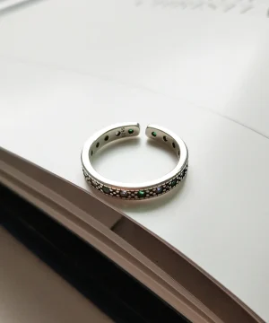 Ink green Silver ring
