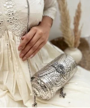 German Silver Cylindric Antique Clutch