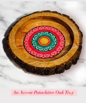 Pattachitra Oak Wood Accent Tray