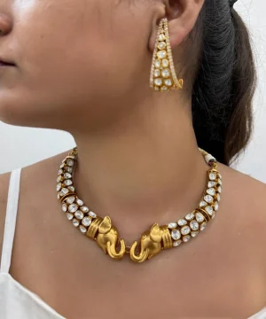 Precious Kundan Elephant-Headed Choker Set