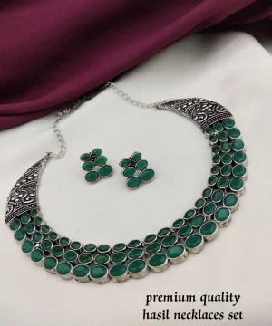 Green German Silver Hasli Necklace