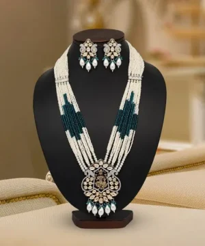 Premium Teal Blue Pearl Mala Set