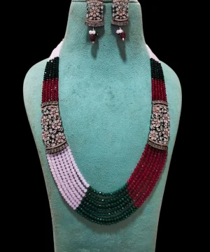 Multi-Coloured Crystal Mala with Kundan