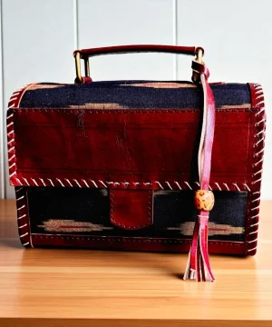 Ikat Pure Leather Hut Bag