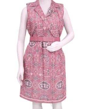 Coral Pink Pure Handloom Evening Dress