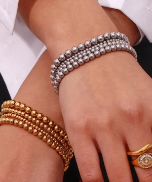 Classic Sterling Silver Beaded Bracelet