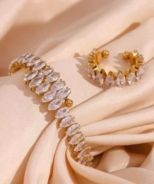 Marquise-Cut Crystal Bracelet & Ring Set