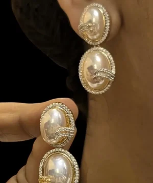 Lustrous Elegance Triple Pearl Drop Earrings