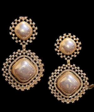 Celestial Halo Pearl Dangler Earrings