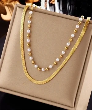 Grace 18Kt Gold Plated Dual Layer Necklace Set