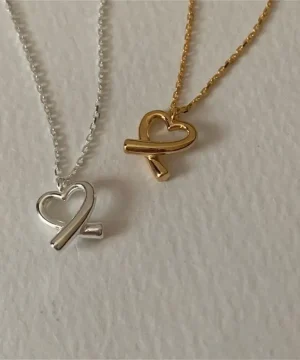 Minimalist Love Knot Heart Necklace