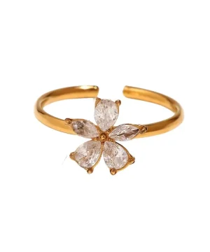 Petal Sparkle Adjustable Ring