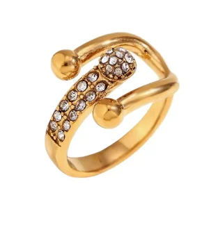 Crystal Orbit Gold Ring