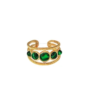 Emerald Mirage Open Cuff Ring