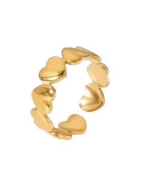 Heart Chain Adjustable Ring