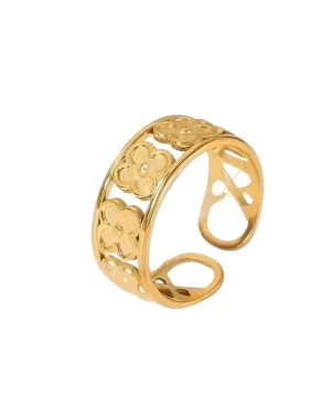Floral Cutout Adjustable Ring
