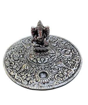 Silver Ganesha Dhoop Plate