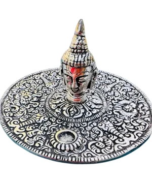 Silver Buddha Dhoop Plate