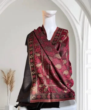 Regal Maroon & Black Kashmiri Shawl