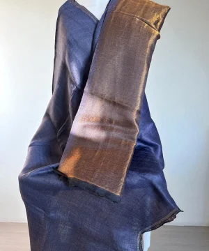 Reversible Pashmina Shawl Midnight Blue & Antique Gold