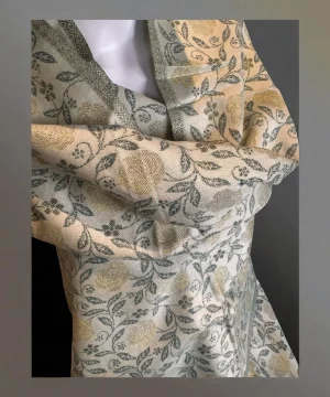 Handwoven  Shawl 
Ivory with Golden & Sage Floral Jaal for Men