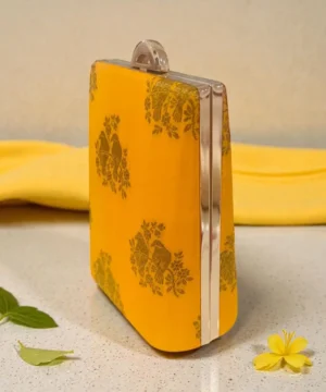 Golden Petal Silk Clutch