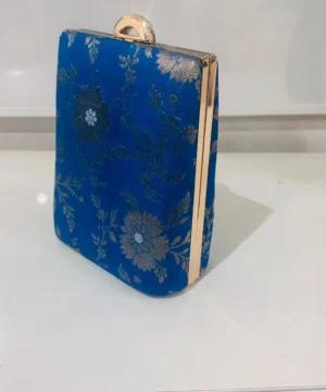 Azure Blossom Silk Clutch