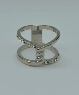 Silver Crossover Ring - Radiant Harmony