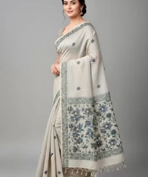 Ivory Bloom Handwoven Soft Jamdani Saree