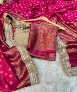 Rani Gulab Pure Banarasi Silk Saree