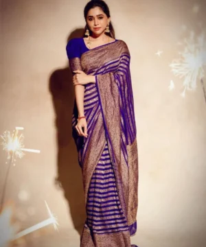Amethyst Royale Pure Banarasi Silk Saree Set