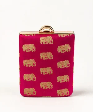 Rani Gulab Elephant Silk Clutch