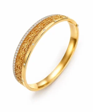 Amora Luxe Gold-Plated Filigree Bangle