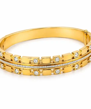 Aurora Gold Geometric Crystal Bangle