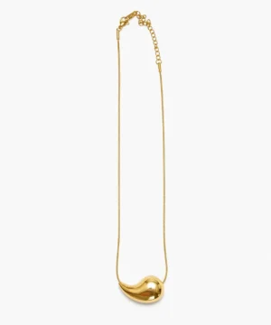 Gold Sculpted Pendant Necklace