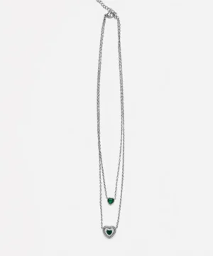 Double Layer Green Heart Pendant Necklace