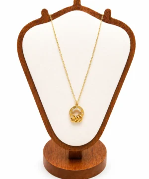 Charm Cluster Circle Pendant Necklace – Gold Finish with Crystal Detailing