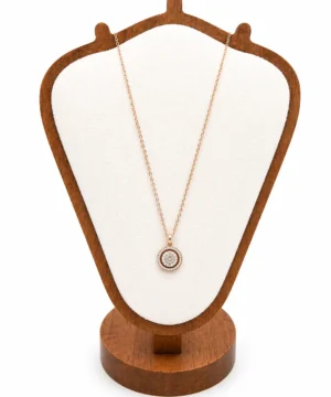 Halo Crystal Disc Pendant Necklace – Rose Gold Finish
