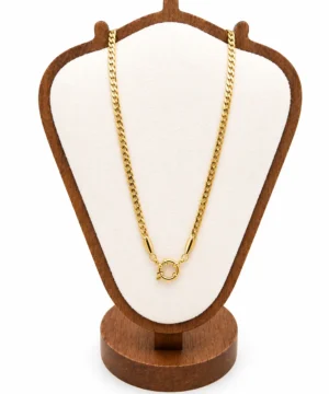 Bold Curb Chain Necklace with Statement Clasp – Gold Finish