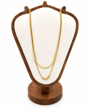 Layered Bead Chain Necklace – Dual Strand Gold Finish
