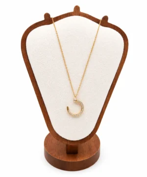 Luna Spark Crescent Pendant Necklace – Gold Finish with Crystal Detailing