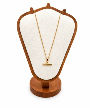 Minimalist T-Bar Pendant Necklace – Gold Finish