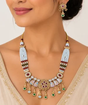 Pastel Heritage Statement Necklace Set with Earrings