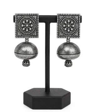 Traditional Oxidised Silver Dome Jhumka Earrings
