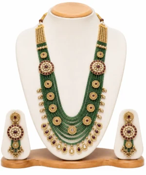 Royal Green Beaded Temple Necklace Set