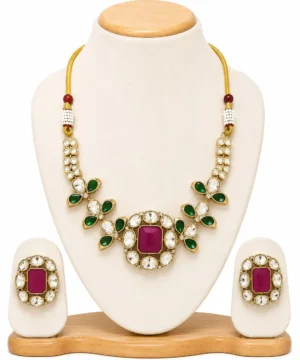 Emerald & Ruby Kundan Statement Necklace Set