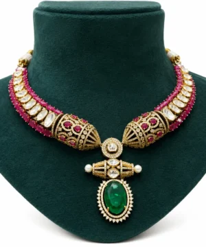 Royal Kundan Green Pendant Necklace